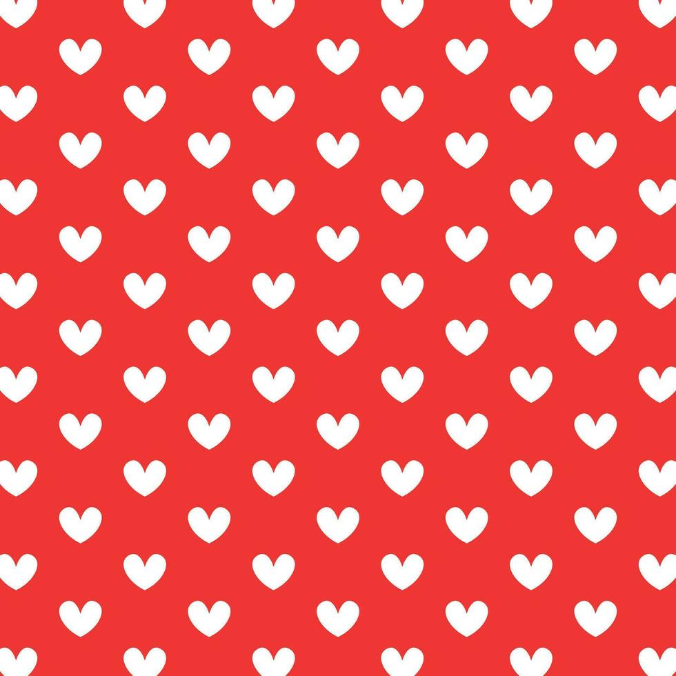 White Red Heart Repeat Pattern Background Vector Illustration