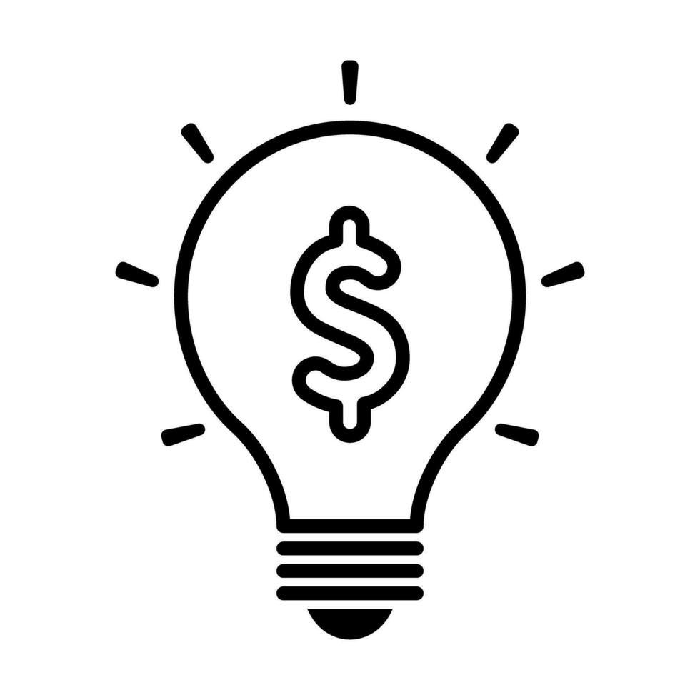 Light Bulb Money Dollar Idea Line Icon Isolated Vector Illustration