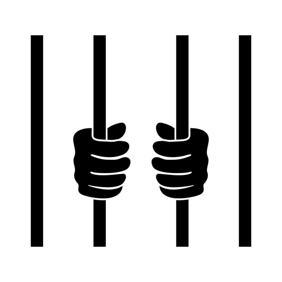 Prison Behind Bar Hands Silhouette Vector Illustration