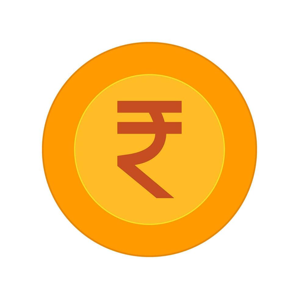 Rupee Yellow Gold Coin Icon Isolated Vector Illustration
