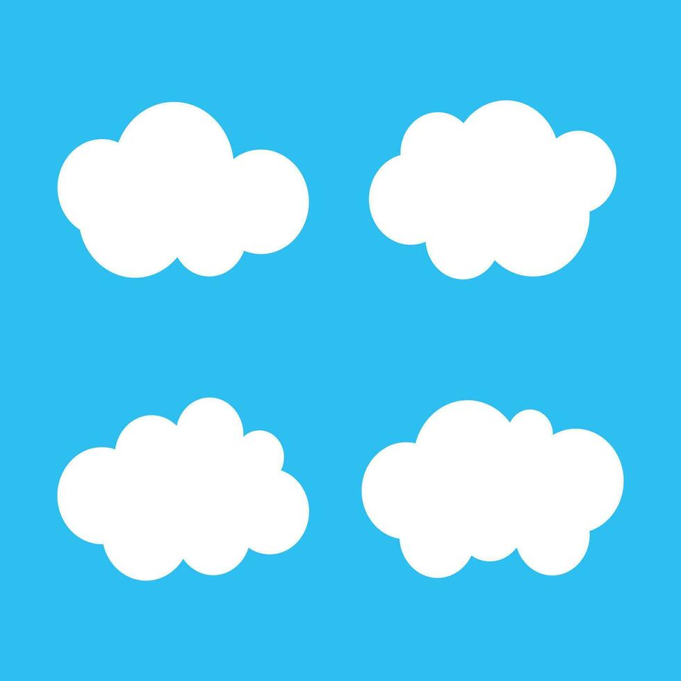 White Cloud Blue Sky Vector Illustration Set