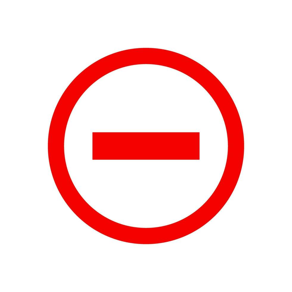 No Entry Minus Stop Red Sign Icon Isolated Vector Illustration