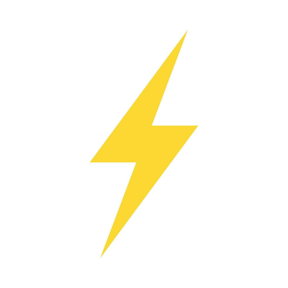 Yellow Lightning Bolt Charge Isolated Vector Icon Illustration