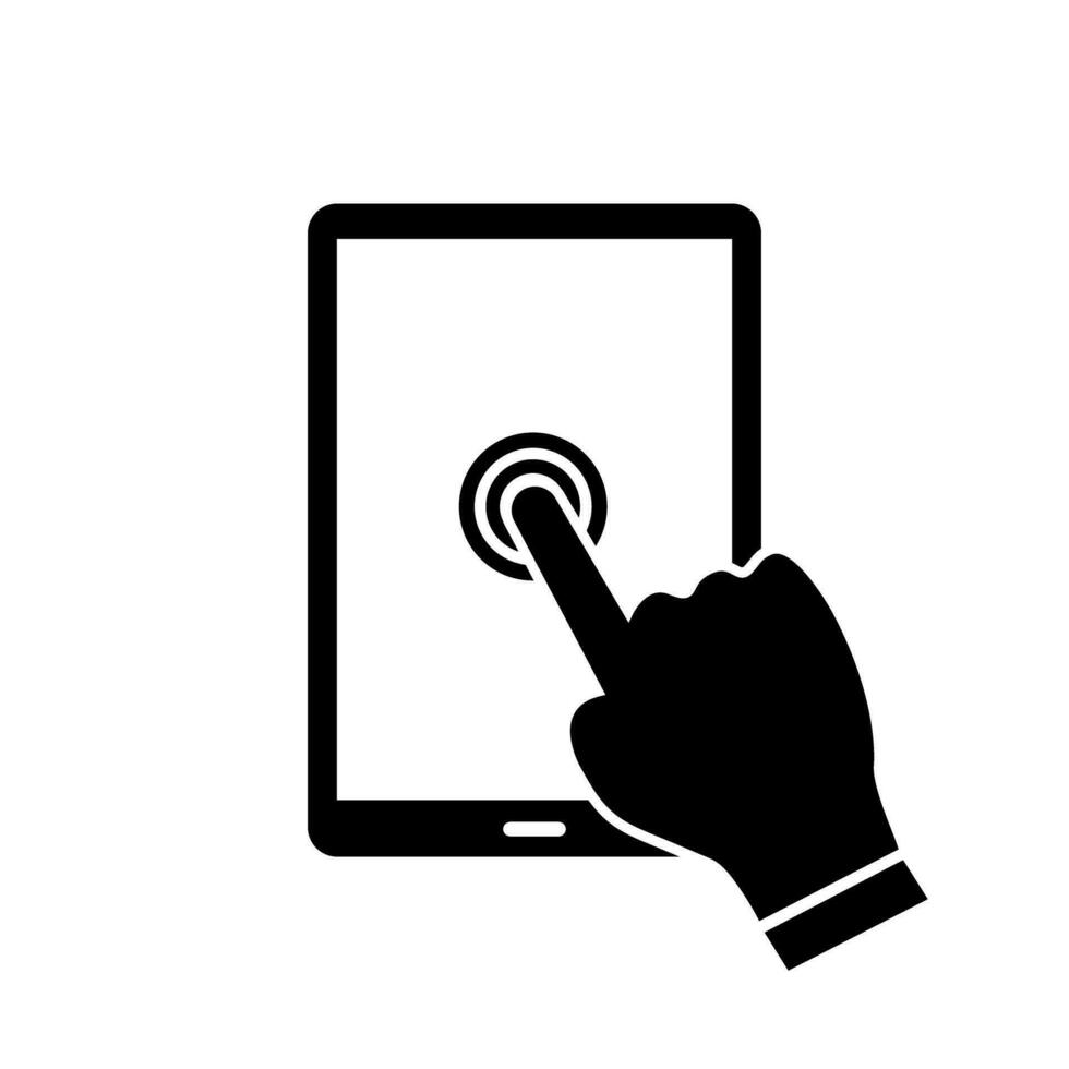 Tablet Touch Screen Hand Isolated Vector Icon Illustration