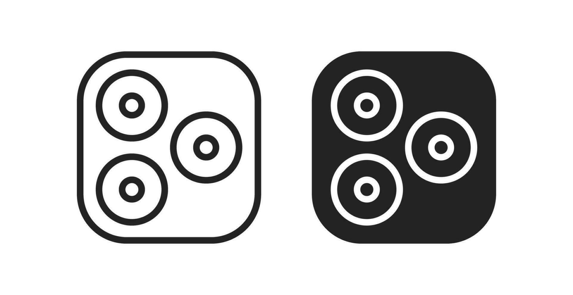 Triple Smartphone Camera Lens Black White Icons Vector Illustration