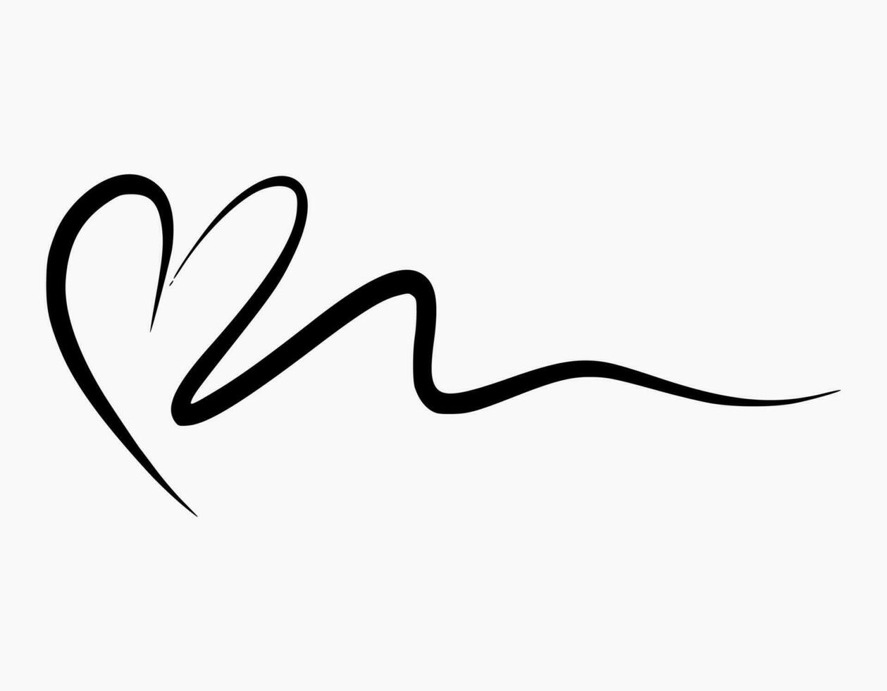 Elegant signature of love or heart signs. Hand drawn continuous line script. Cursive text of heart lettering vector suitable for card, wedding, note.