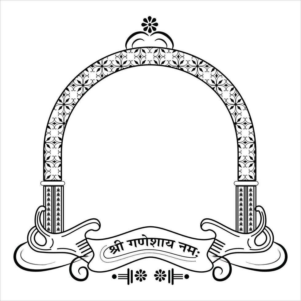 Mandap hall indian wedding clipart black and white vector