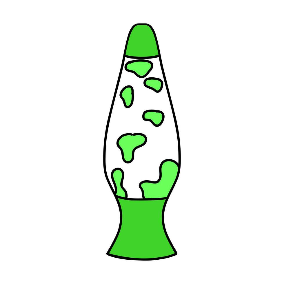 Lava lamp retro hippie hand drawn element. Nostalgic 1990s neon fluid lamp illustration. 90s 00s style hand drawn doodle object. Isolated vector illustration