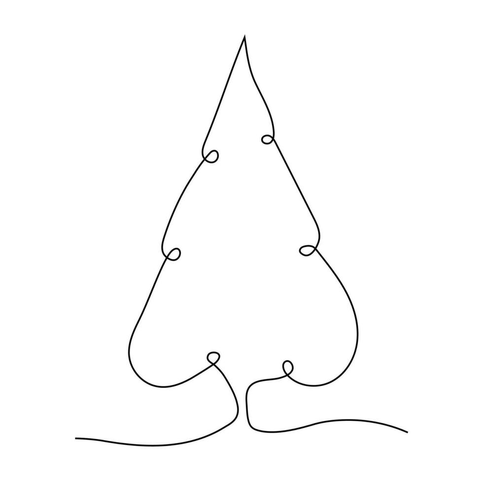 Christmas tree Continuous one line art drawing. Drawing with one black line. Continuous line style drawingVector illustration vector
