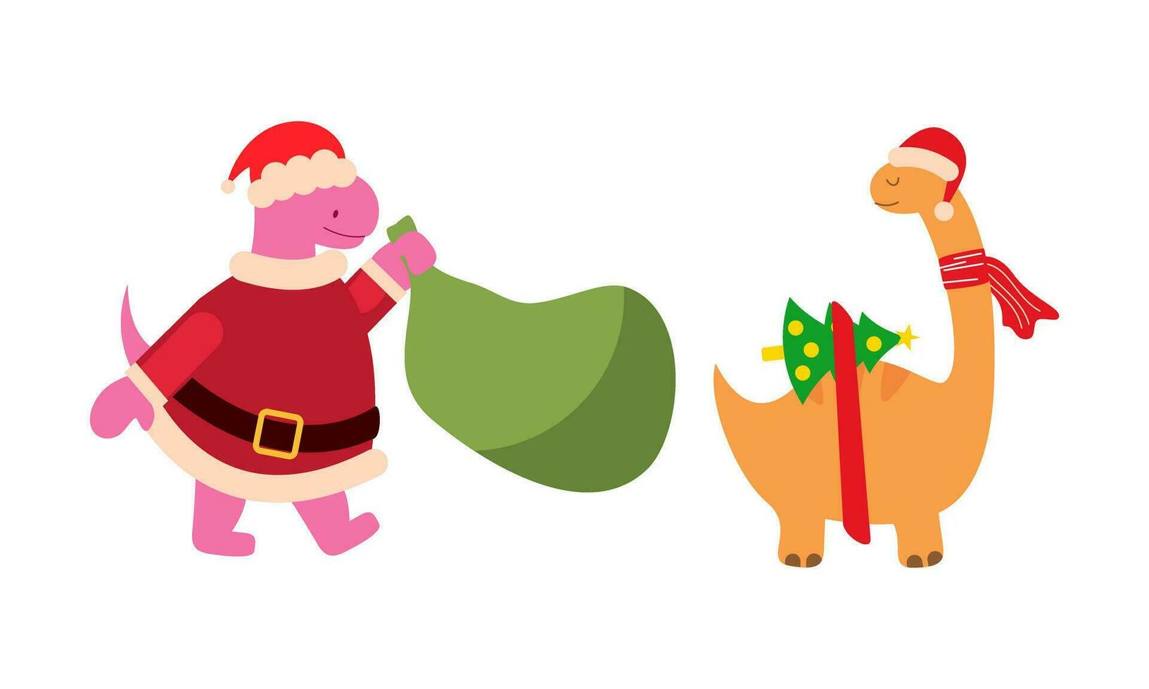 Christmas dinosaur cute design vector set