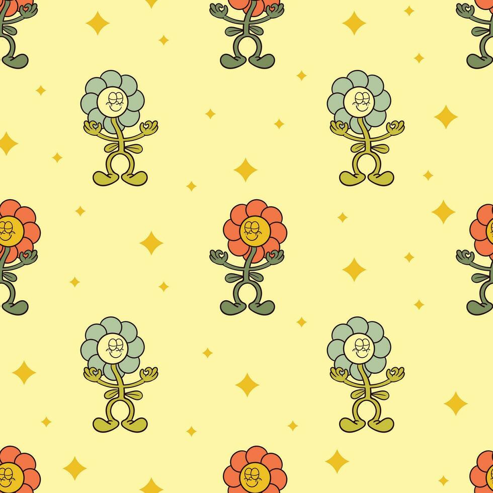 illustration of flower cartoon seamless pattern vector