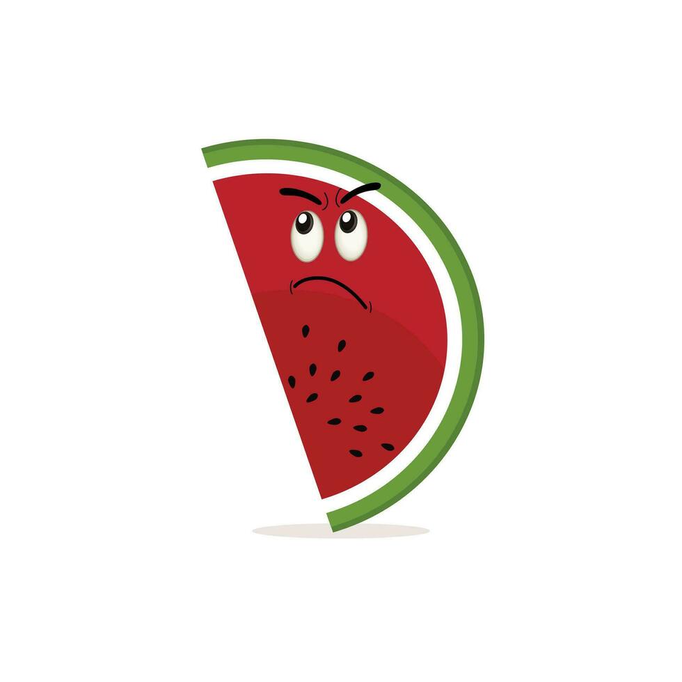 Watermelon cartoon, fresh fruit vector illustration, with different faces and expressions. Comic watermelons vector