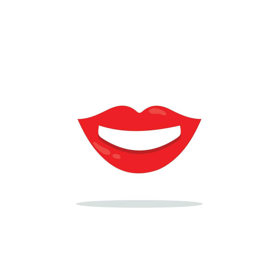 Red female lips collection. Woman lip expressed differernt emotion set. Biting, Smile, Kiss, Beauty concept. Trendy isolated background. Modern pop art style, Simple flat vector design illustration.