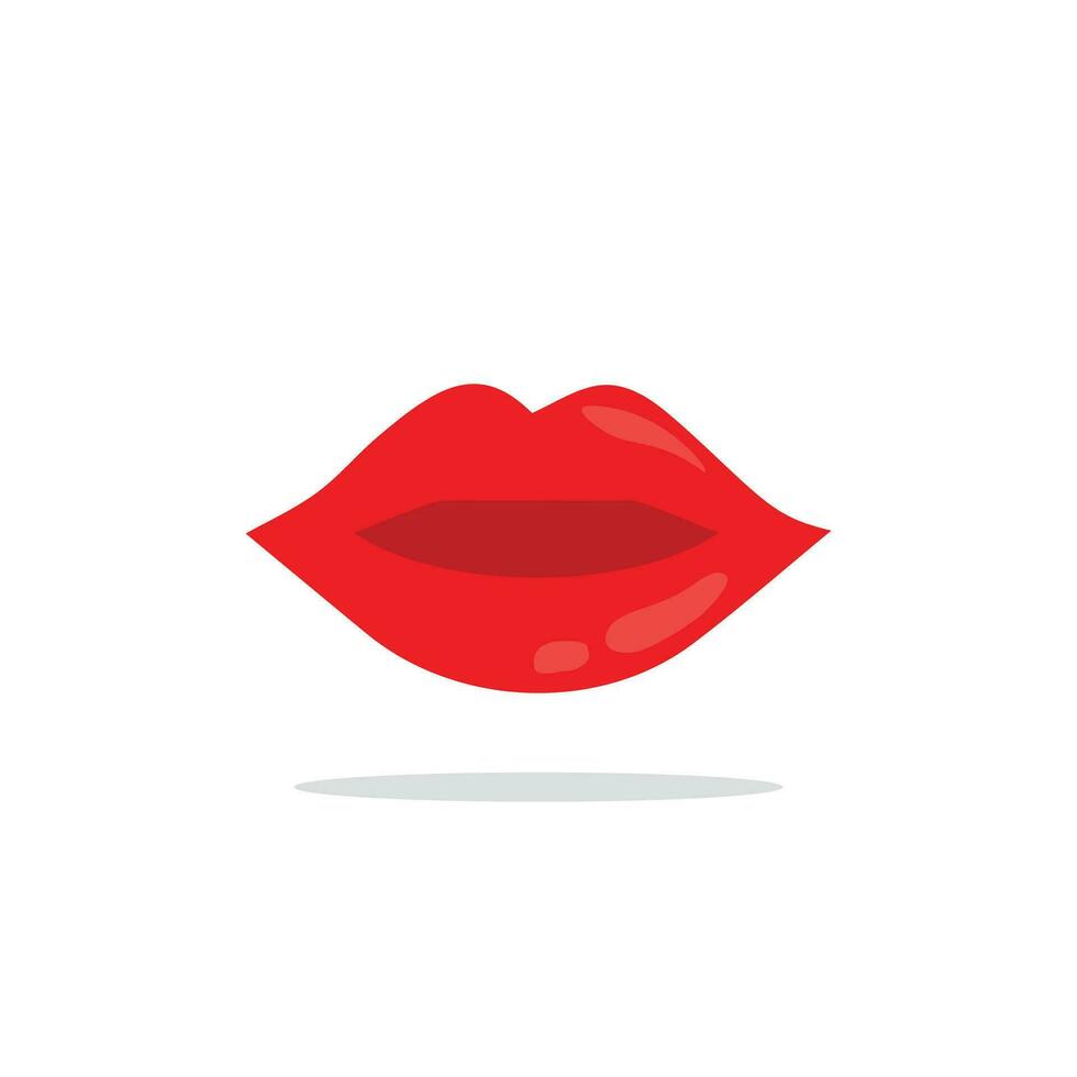 Red female lips collection. Woman lip expressed differernt emotion set. Biting, Smile, Kiss, Beauty concept. Trendy isolated background. Modern pop art style, Simple flat vector design illustration.