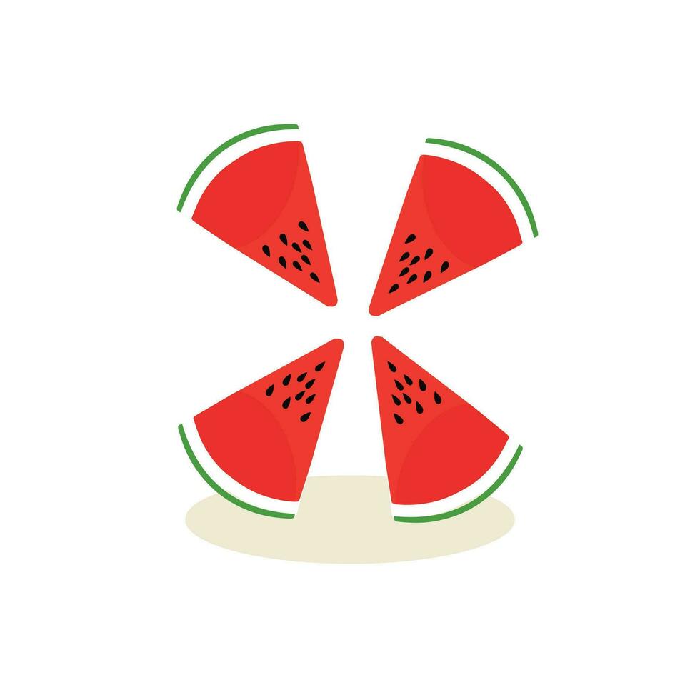Cartoon fresh green open watermelon half, slices and triangles. Red watermelon piece with bite. Sliced cocktail water melon fruit vector set. Illustration of watermelon freshness nature