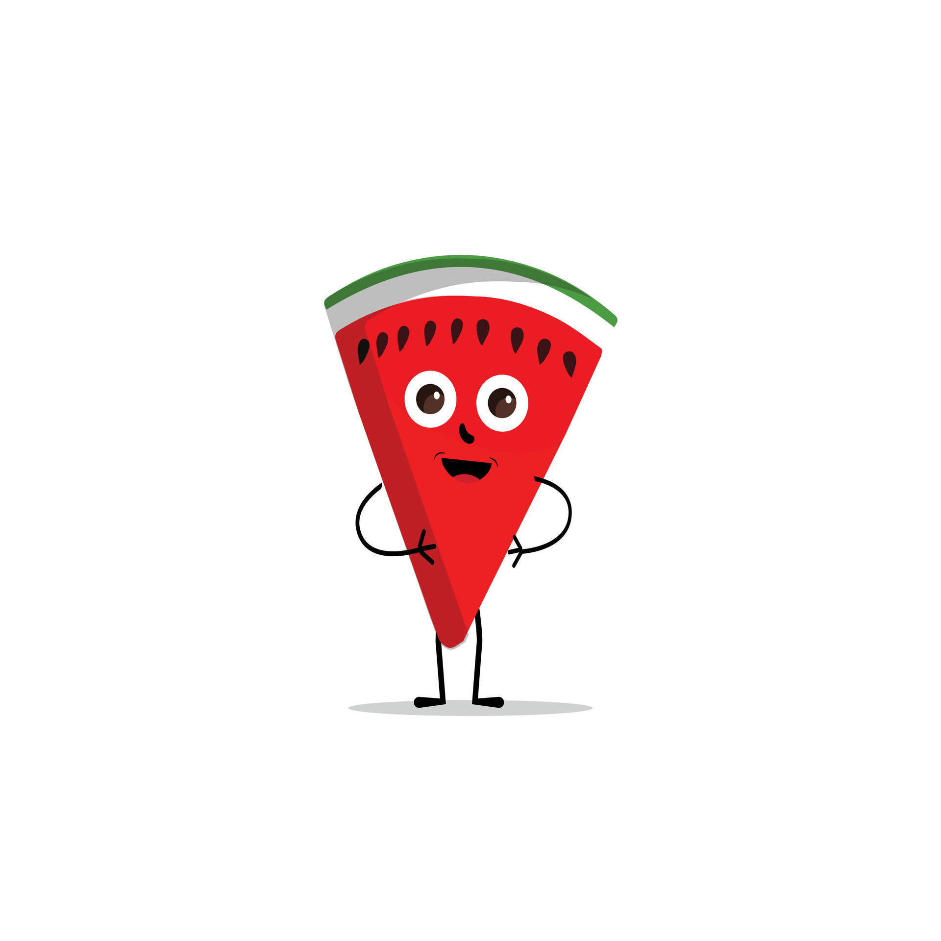 Watermelon slice character with funny face. Happy cute cartoon