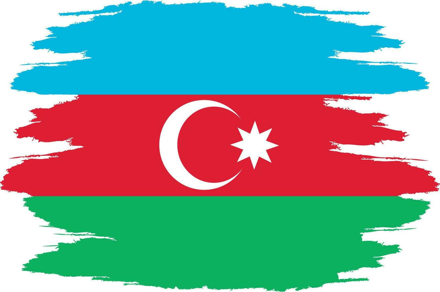 Damaged flag Azerbaijan. Azerbaijan flag with grunge texture. Independence Day. Banner, poster template. National flag Azerbaijan with coat arms. State flag Azerbaijan is drawn in ink. vector