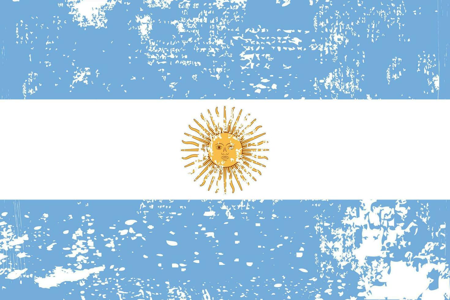 Distressed flag Argentina. Argentina flag with grunge texture. Independence Day. Banner, poster template. State flag Argentina with coat arms. Drawn brush flag Republic Argentina. vector