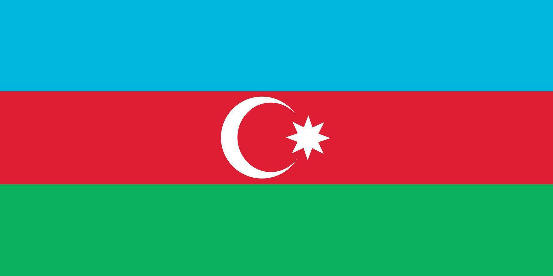 Classic flag Azerbaijan. Official flag Azerbaijan with size proportions and original color. Standard color and size. Independence Day. Banner template. National flag Azerbaijan with coat of arms. vector