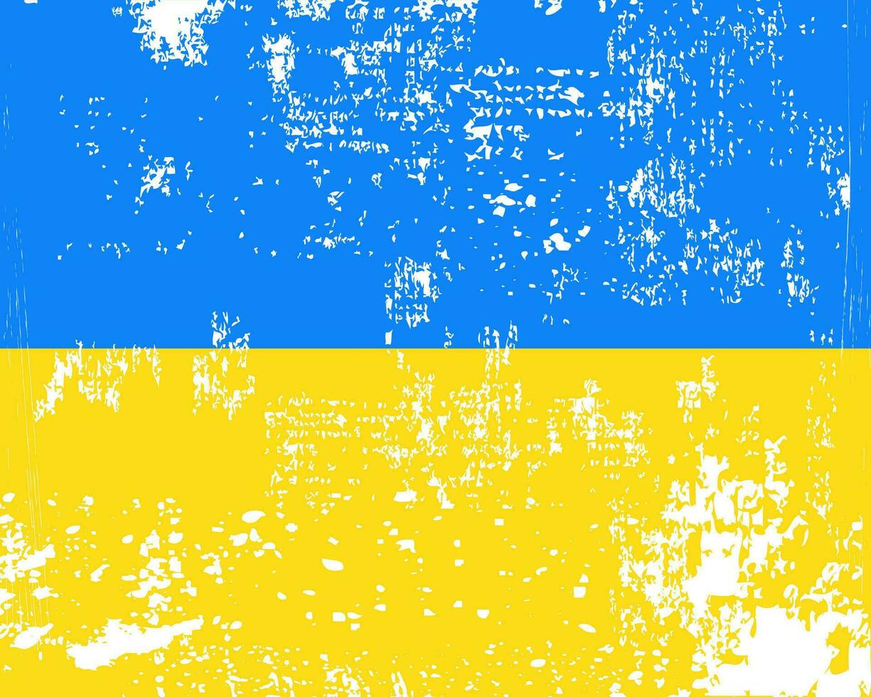 Distressed flag Ukraine. Ukraine flag with grunge texture. Independence Day. Banner, poster template. State flag Ukraine with coat arms. Drawn brush flag Republic Ukraine. vector