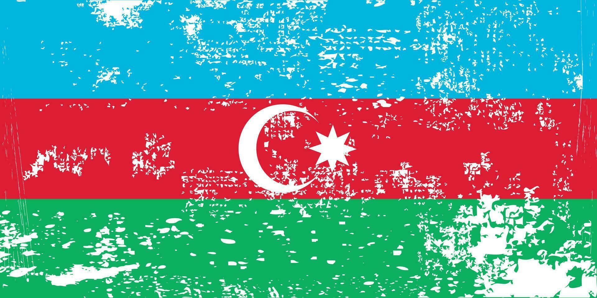 Distressed flag Azerbaijan. Azerbaijan flag with grunge texture. Independence Day. Banner, poster template. State flag Azerbaijan with coat arms. Drawn brush flag Republic Azerbaijan. vector