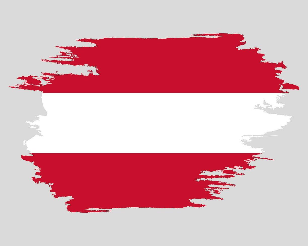 Grunge flag Austria. Painted brush stroke. Watercolor drawing, vintage flag Austria. National flag Austria with coat arms. Independence Day. Banner, poster template. vector