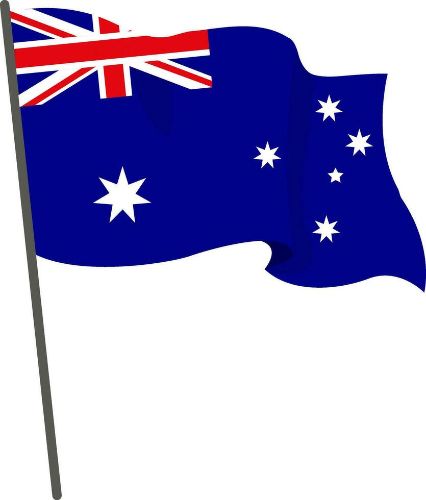 bandera Australia es volador. oficial bandera Australia moscas de asta de bandera. independencia día. bandera, volantes, póster modelo. nacional bandera Australia con Saco de brazos. ondulado bandera Australia. vector