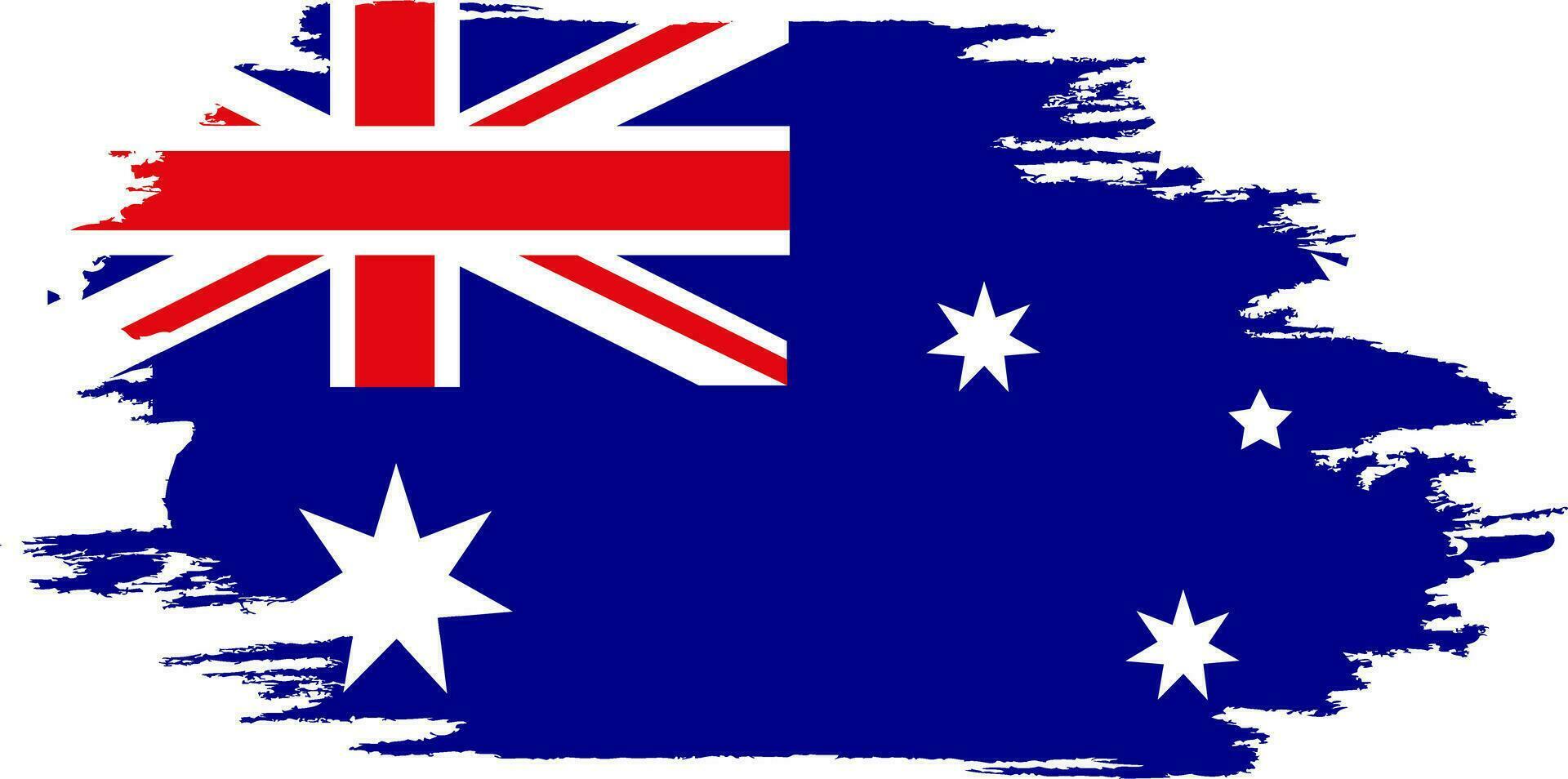 Damaged flag Australia. Australia flag with grunge texture. Independence Day. Banner, poster template. National flag Australia with coat arms. State flag Australia is drawn in ink. vector