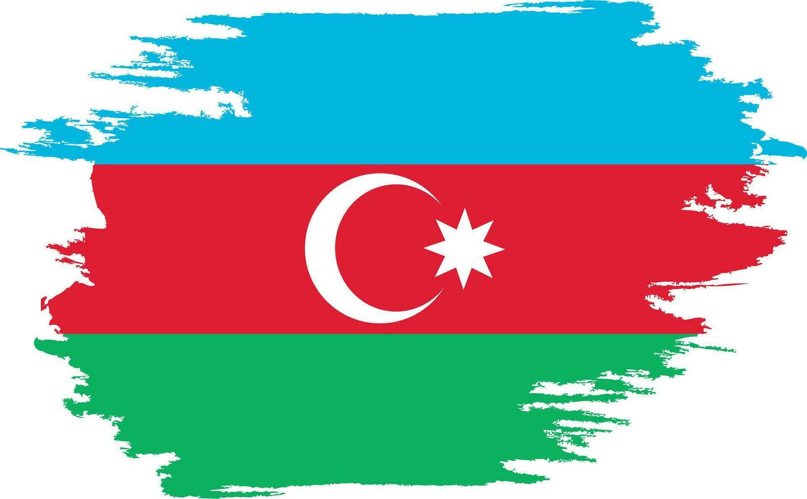 Distressed flag Azerbaijan. Azerbaijan flag with grunge texture. Independence Day. Banner, poster template. State flag Azerbaijan with coat arms. Drawn brush flag Republic Azerbaijan. vector