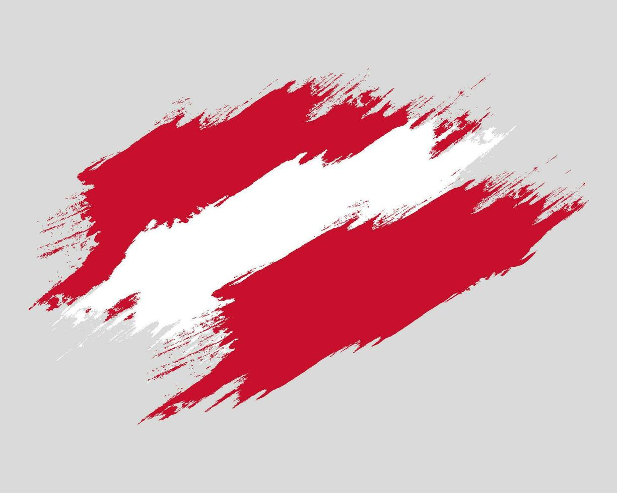 Distressed flag Austria. Austria flag with grunge texture. Independence Day. Banner, poster template. State flag Austria with coat arms. Drawn brush flag Republic Austria. vector