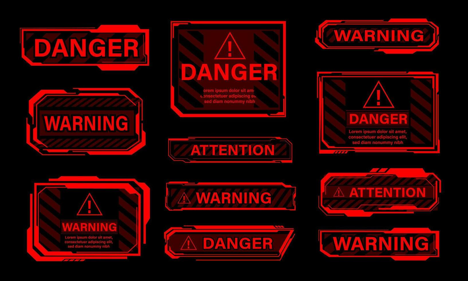 Red cyber dangerous banner elements on black design ultramodern futuristic vector