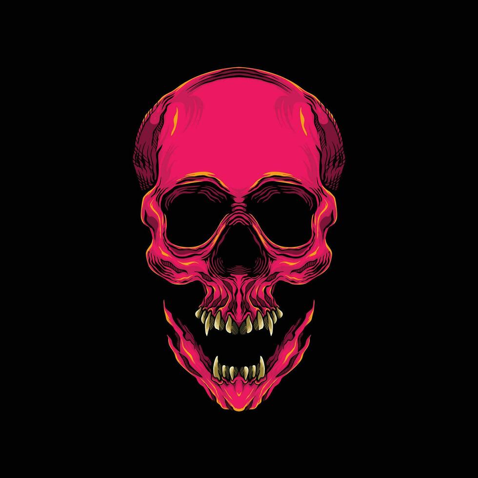 red skull smiling in the dark background vector
