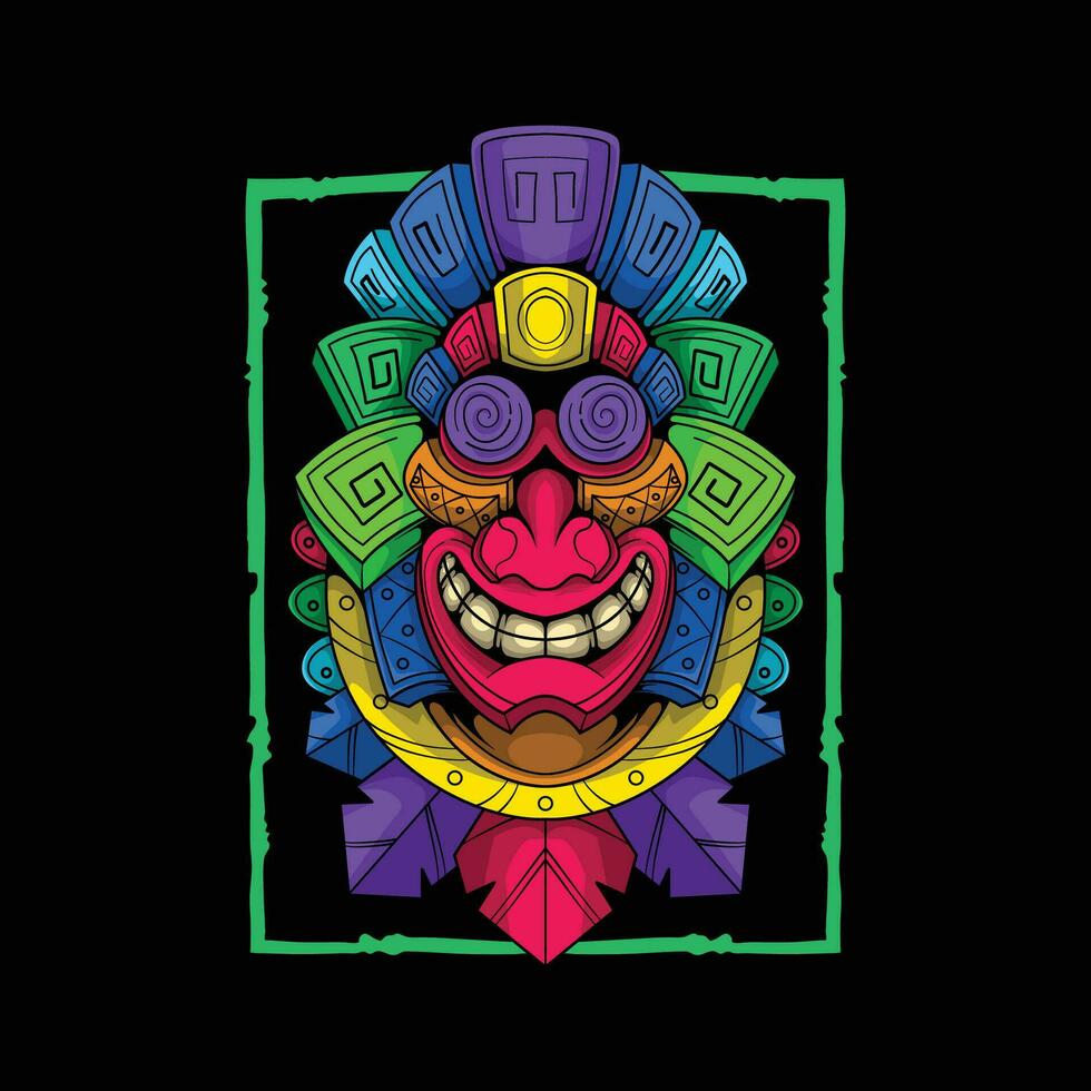 smile tribal statue mascot artwork illustration vector