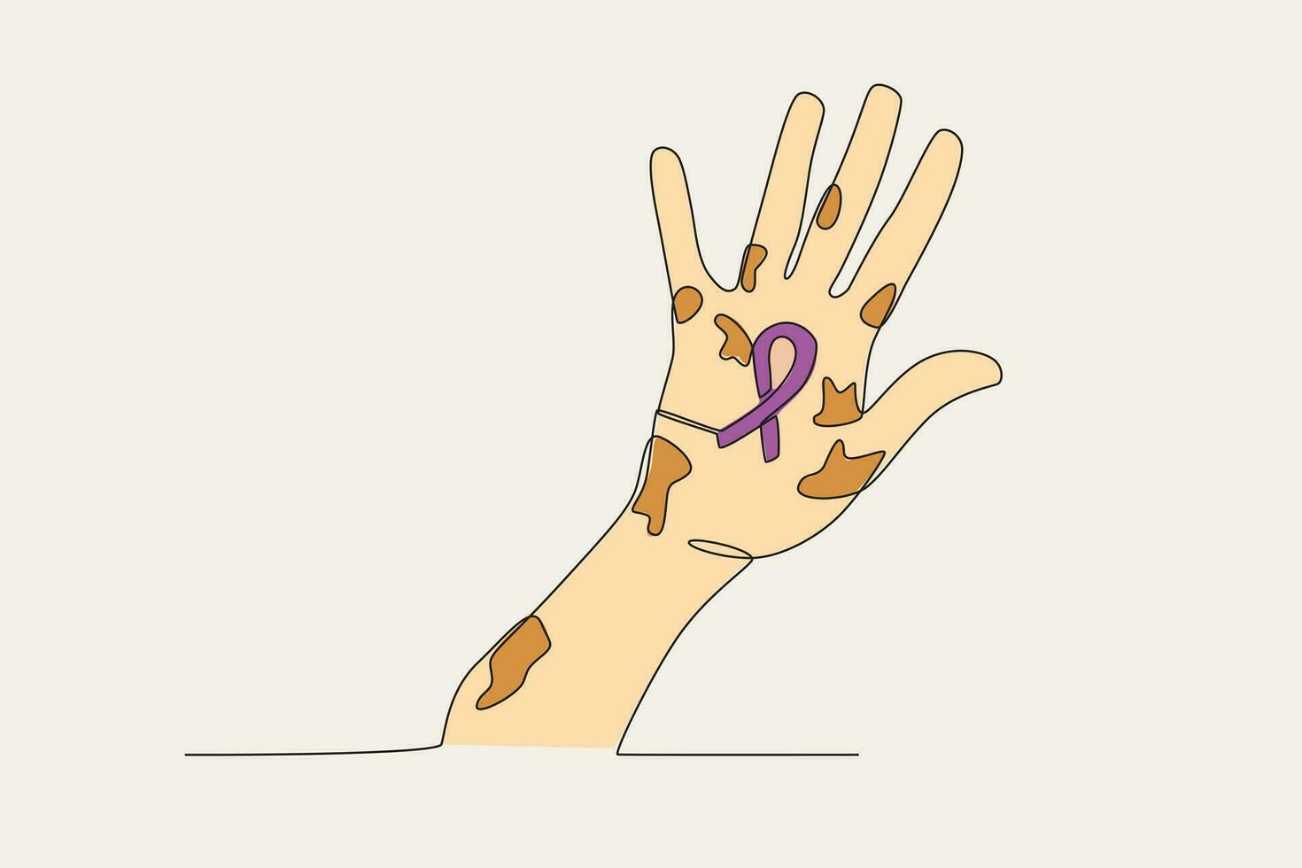 Color illustration of a hand holding a leprosy symbol ribbon vector