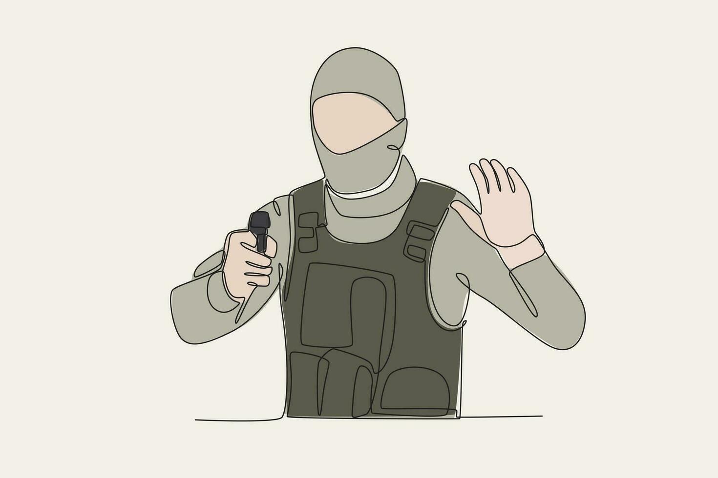 color ilustración de un soldado disparo su pistola vector