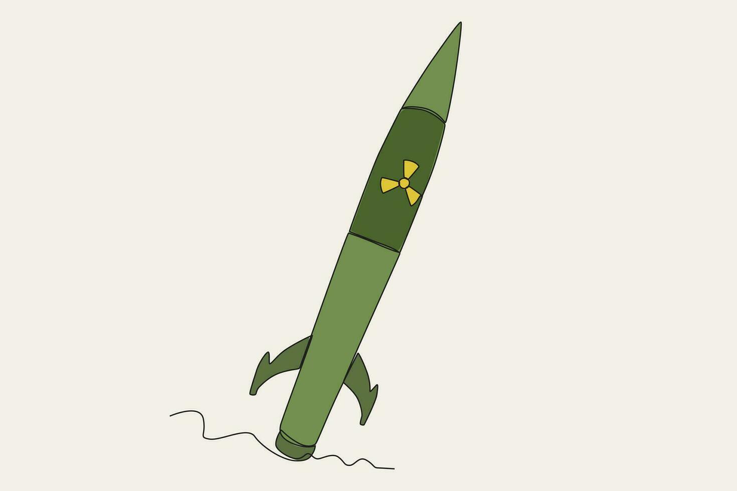 Color illustration of a nuclear rocket vector