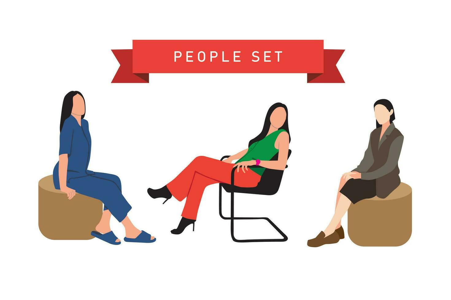 women sitting on chairs. Flat vector illustration.