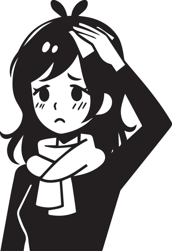 A Girl Got Fever and cold vector silhouette illustration