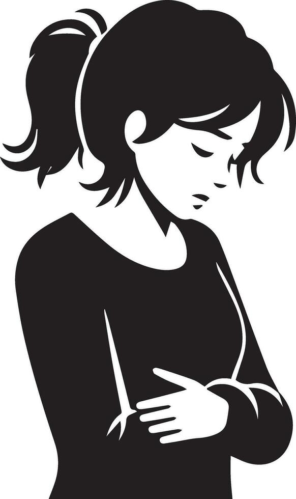 A Girl Got Fever and cold vector silhouette illustration