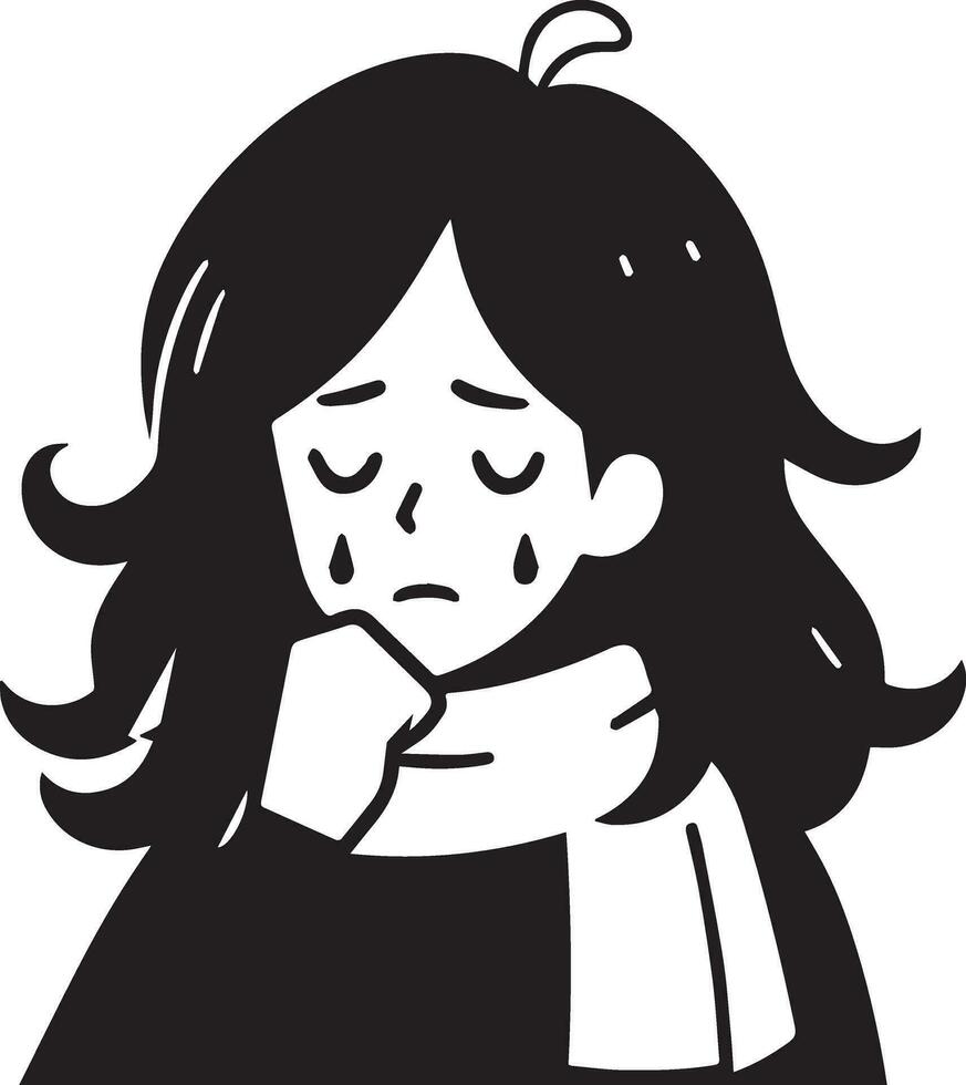 un niña tiene fiebre y frío vector silueta ilustración