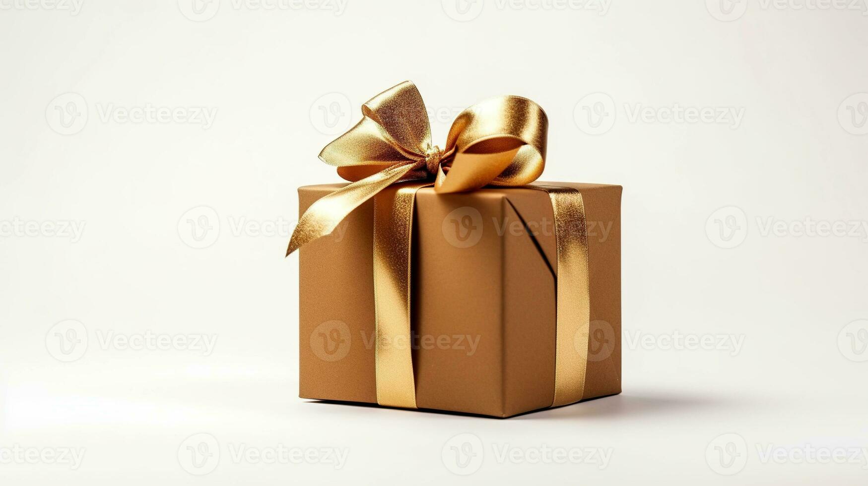 Luxury golden gift boxe. Gift box with bow isolated on white background.  AI Generated photo