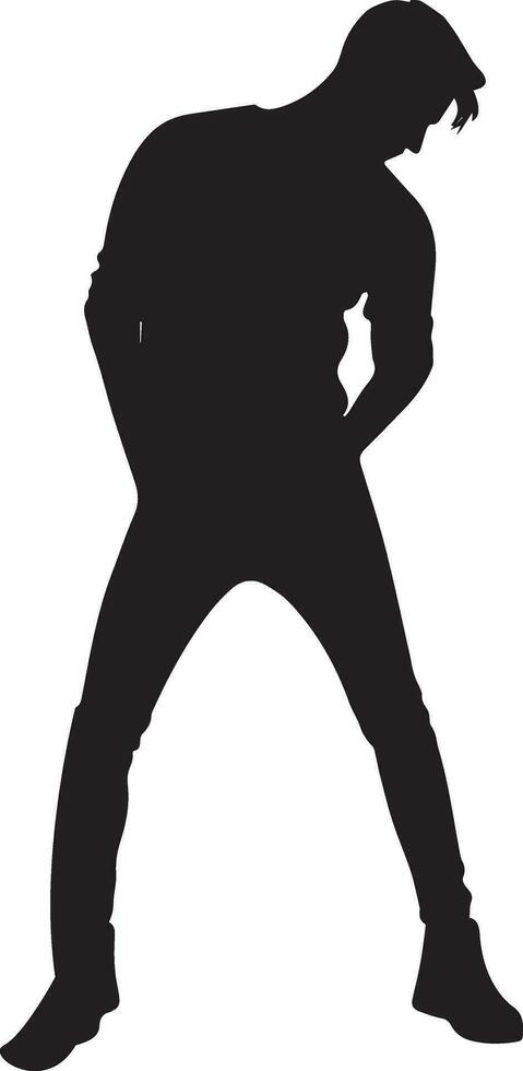 Man pose vector silhouette illustration, a flat man style vector silhouette