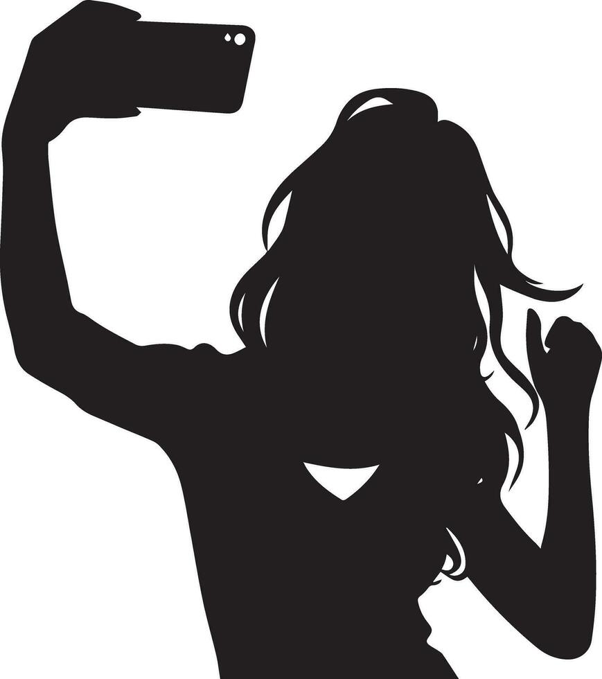 girl taking a selfie vector silhouette illustration