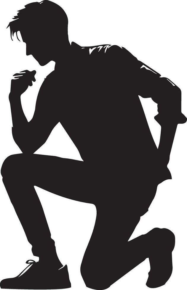 Man pose vector silhouette illustration, a flat man style vector silhouette