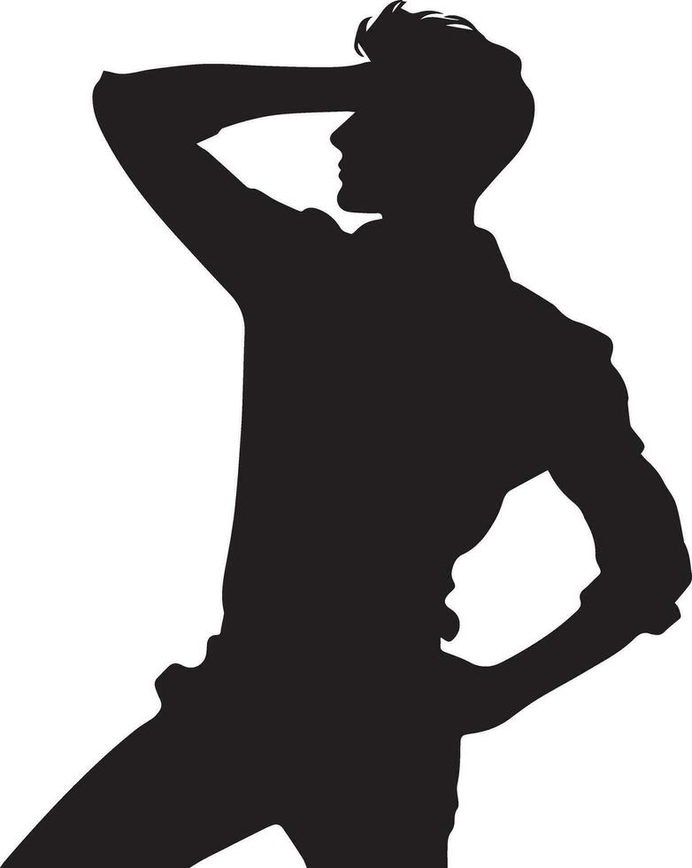Man pose vector silhouette illustration, a flat man style vector silhouette