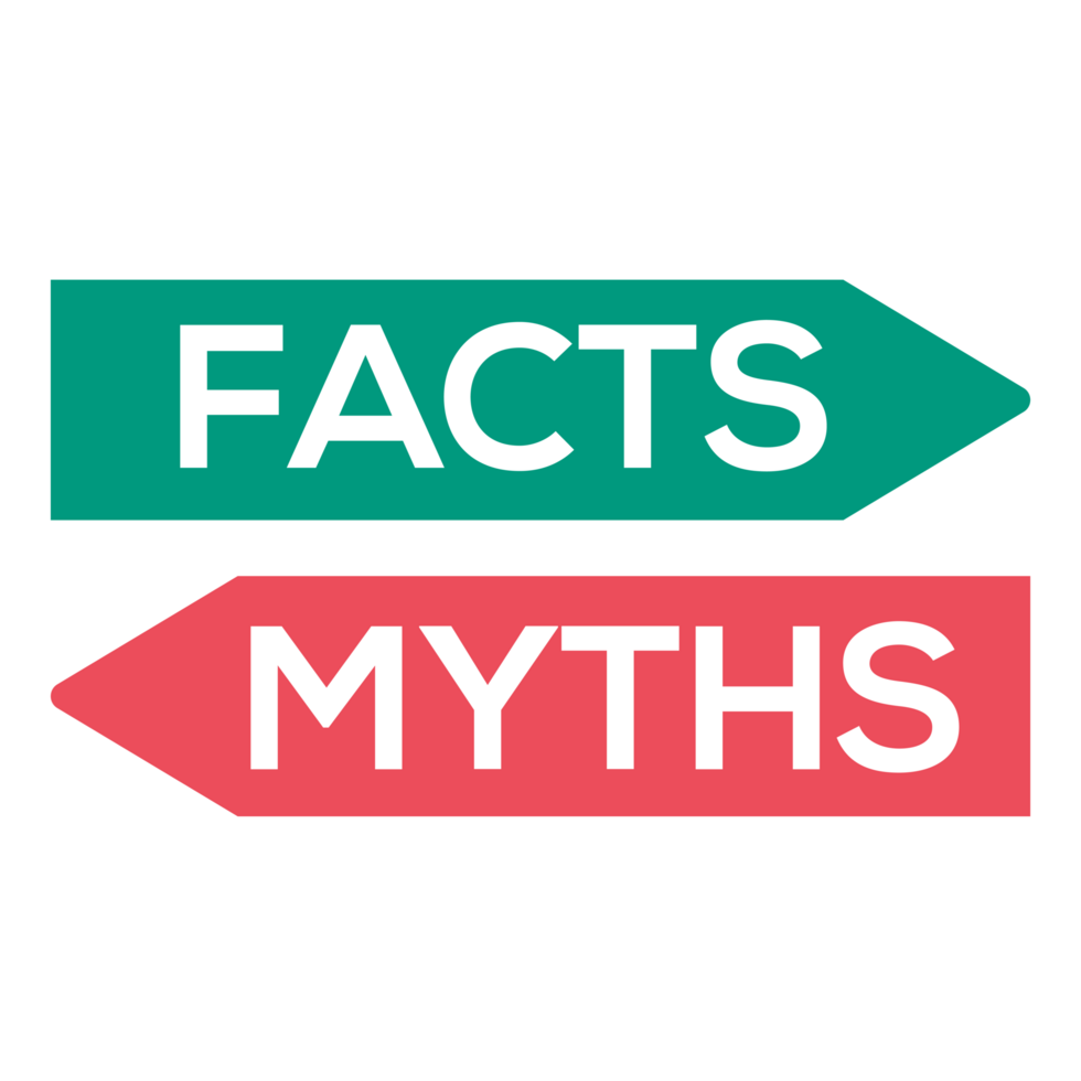 facto vs mito logotipo conceito em uma transparente fundo png