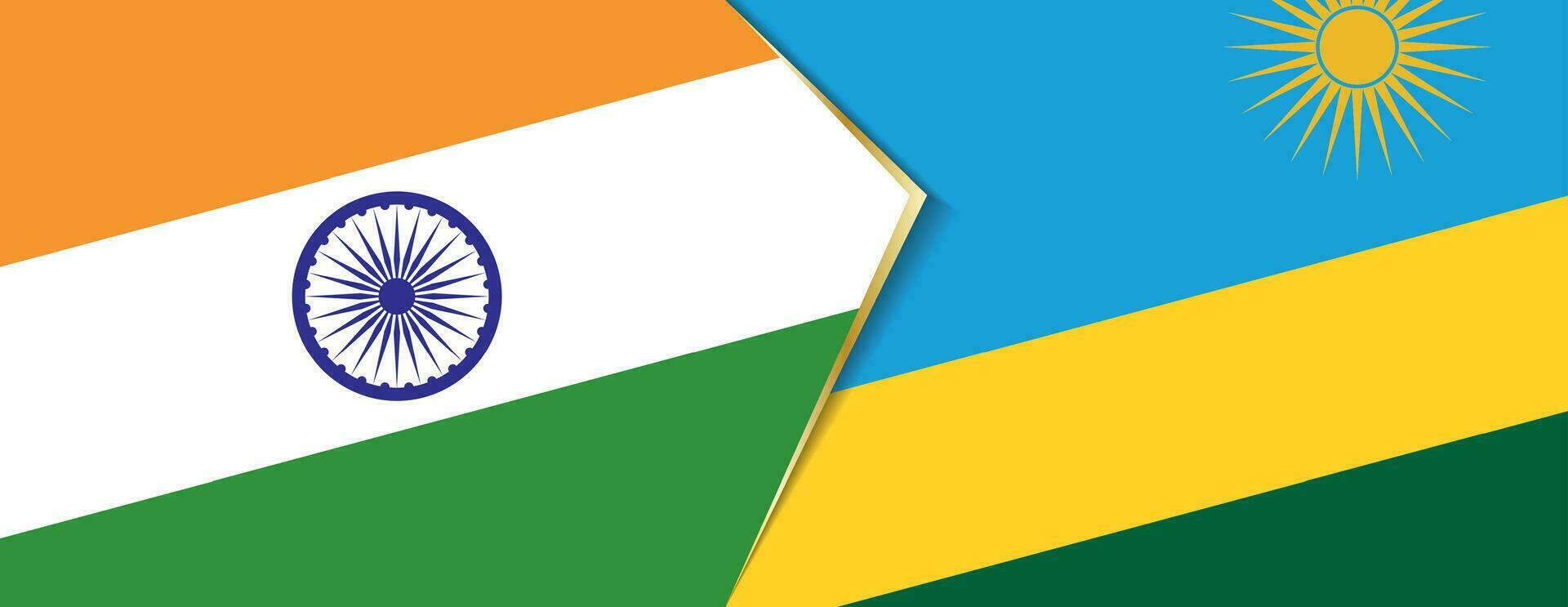 India and Rwanda flags, two vector flags.