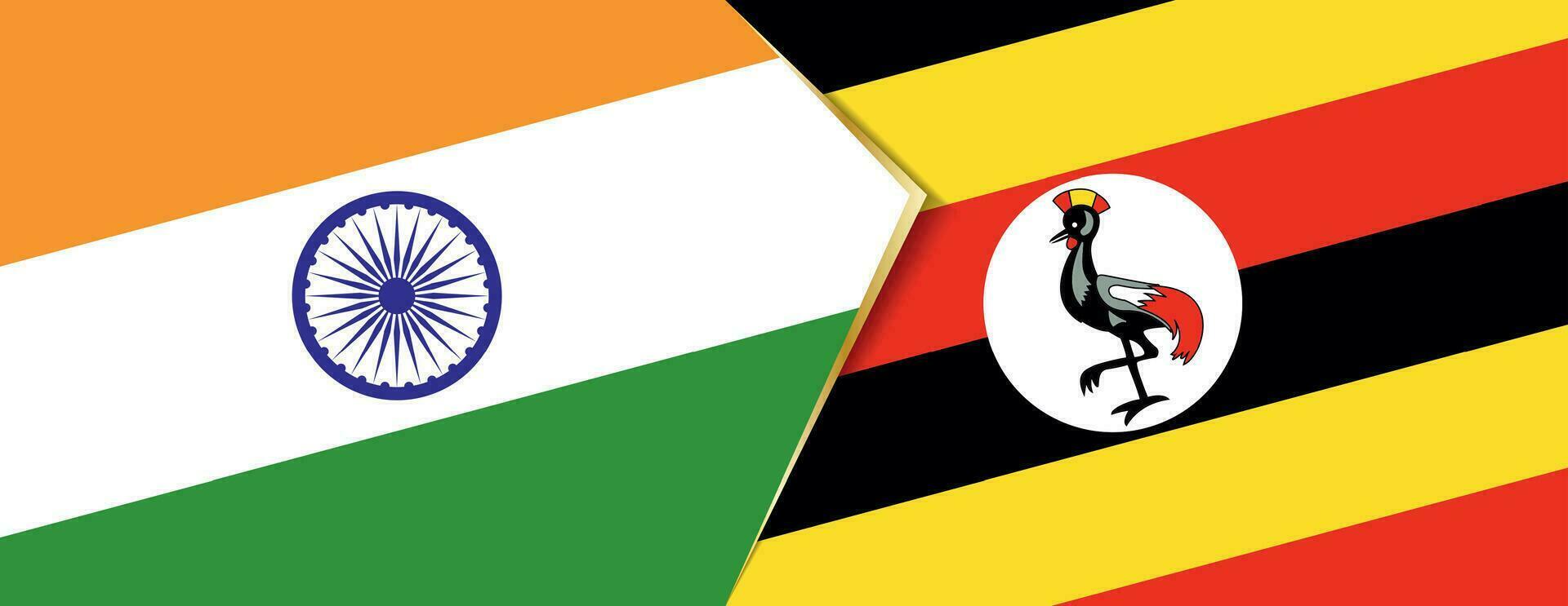 India and Uganda flags, two vector flags.