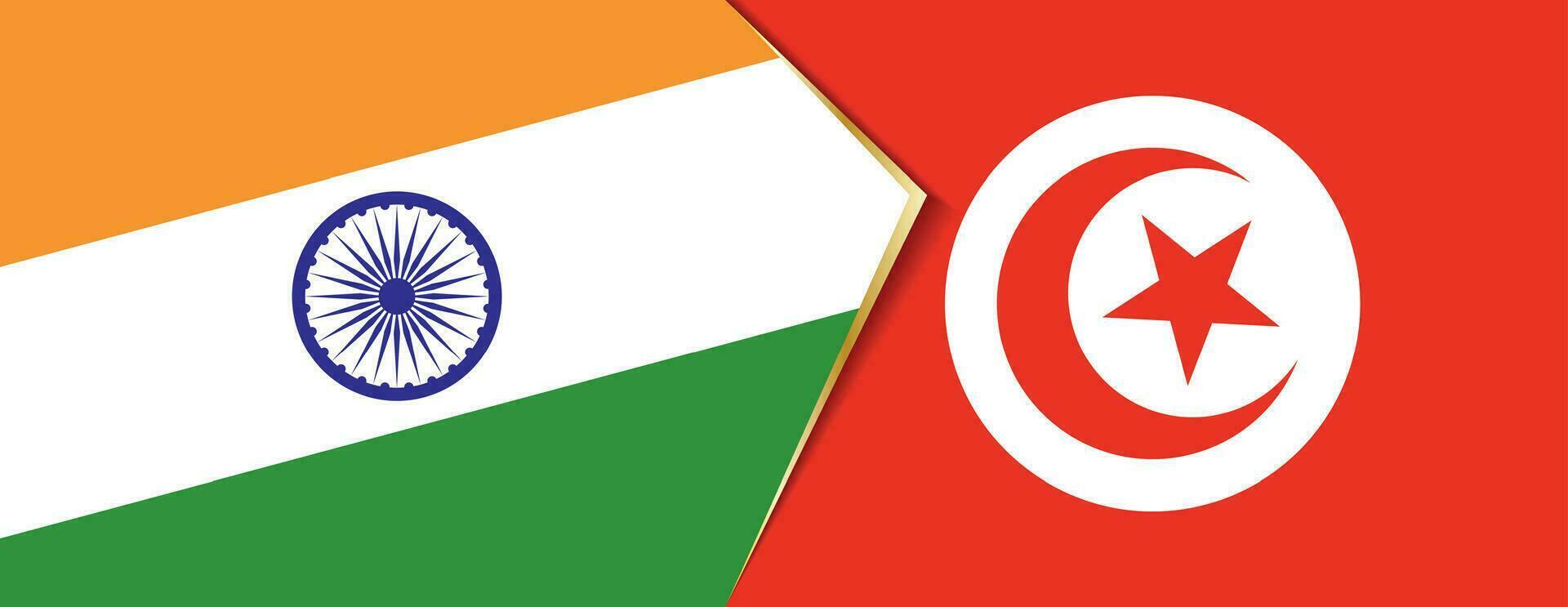 India and Tunisia flags, two vector flags.