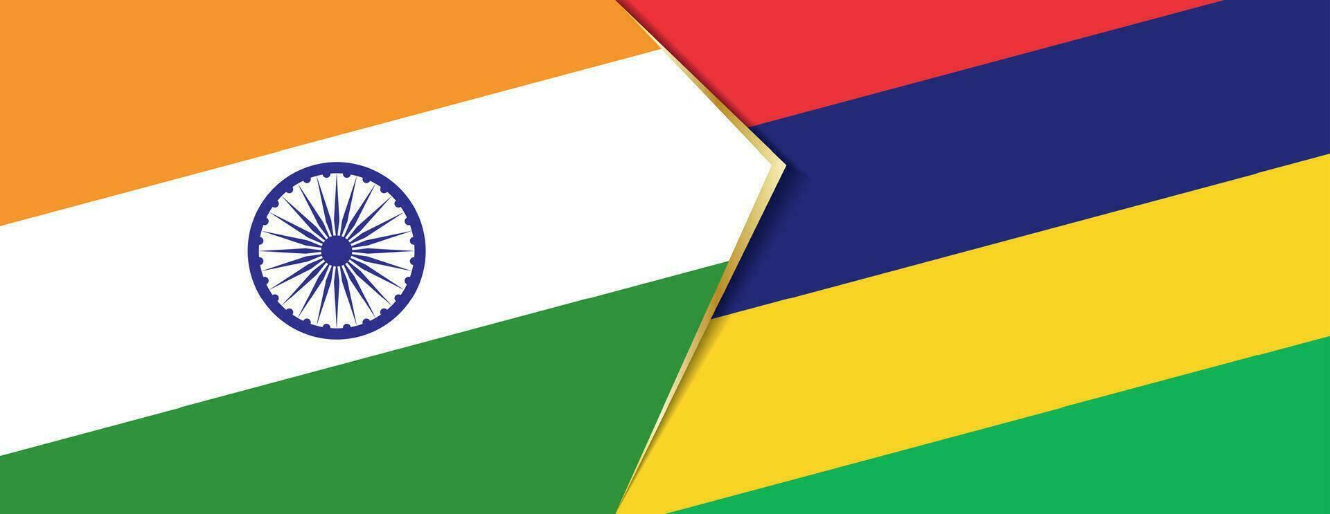 India y Mauricio banderas, dos vector banderas